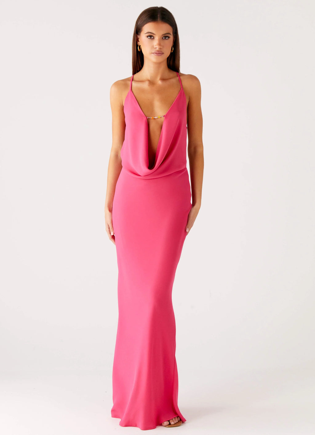 Pure Heart Cowl Maxi Dress - Fuchsia