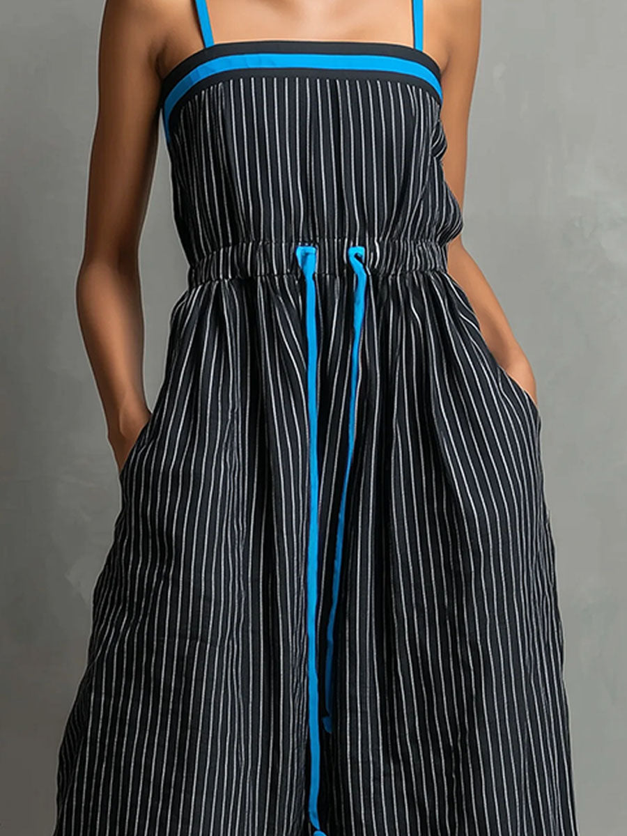 Women's Retro Striped Casual Jumpsuit