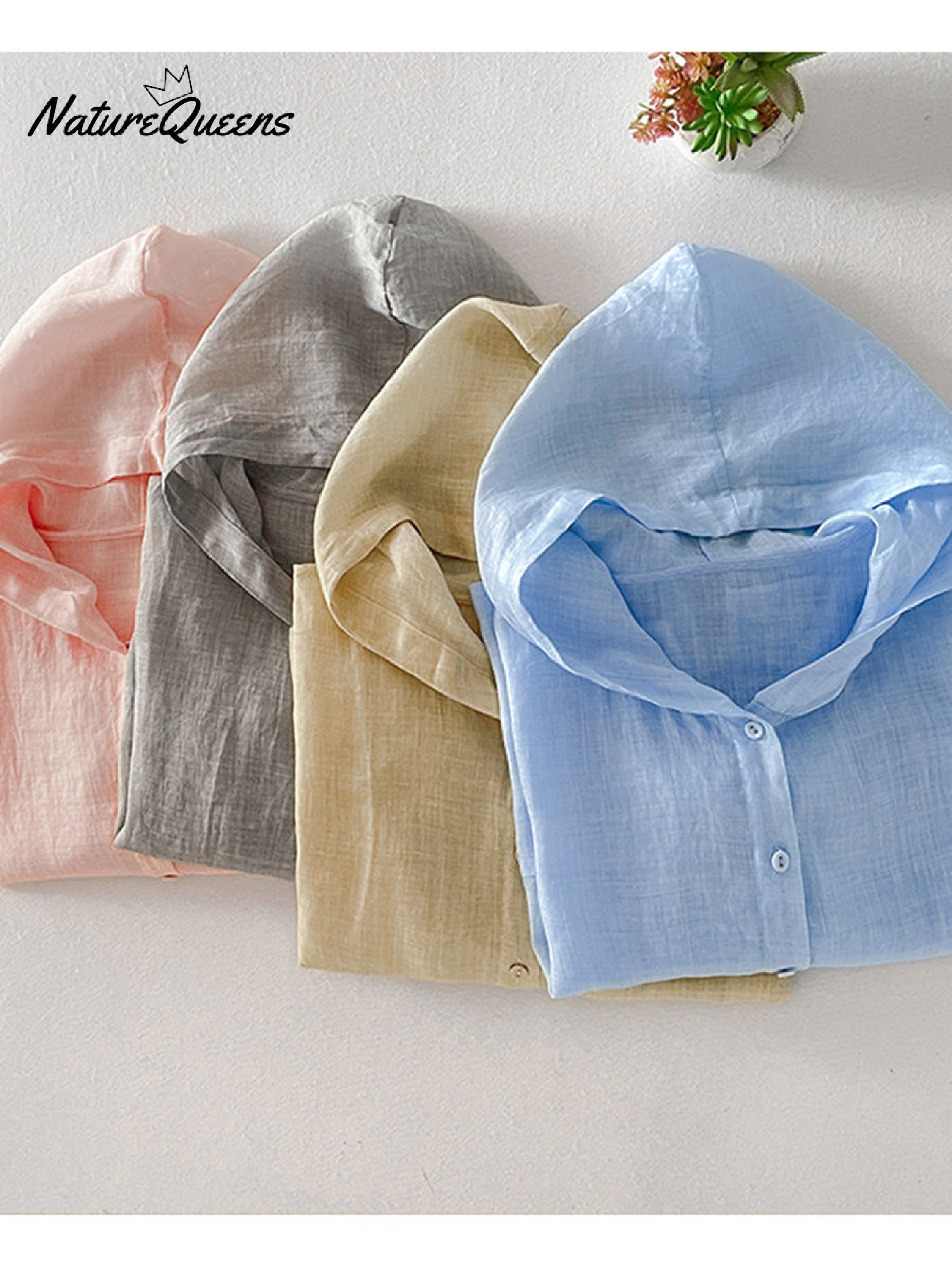 Women's Casual Cotton and Linen Hooded Cardigan