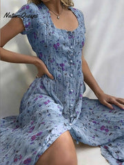 Women's Shift DressShort Sleeve Floral Button Front Print Summer