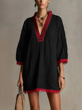 Loose-fit Casual Linen And Cotton Dress