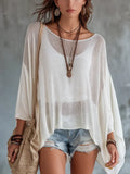 Women's Batwing Sleeve Sheer Knit Top