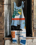 Women's Wash Your Paws Cat Print Casual Jumpsuit