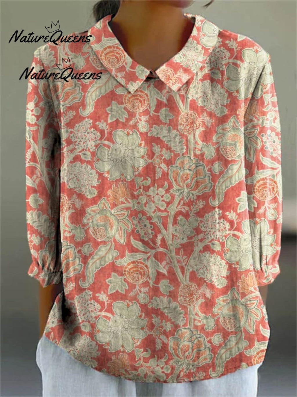 Women's Vintage Lovely Floral Art Printed Cotton And Linen Casual Pants