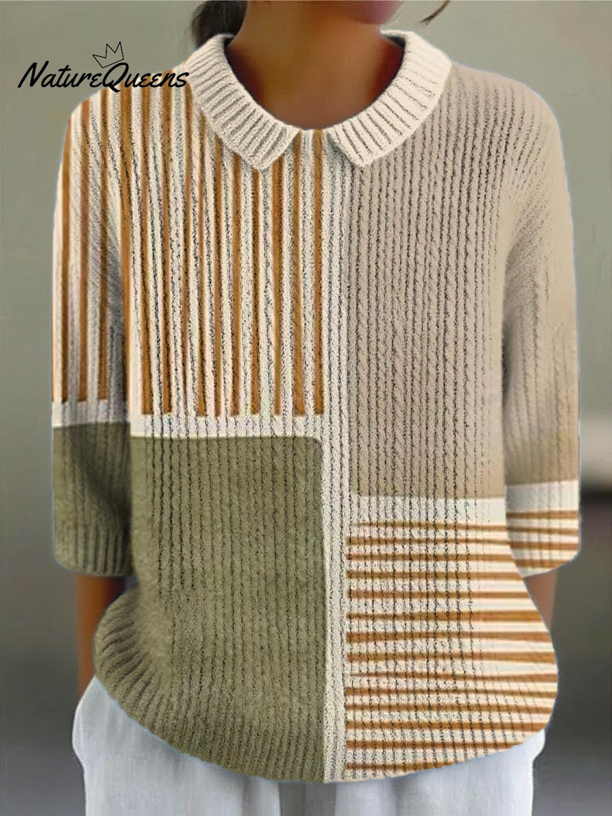 Women's Geometric Pattern Art Print Casual Pullover Sweater