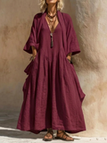 Bohemian Casual Cardigan Dress Cotton Linen Two-piece Set