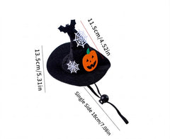 1Pcs Halloween Pet Hat with Pumpkin, Spiderweb & Bat Accents