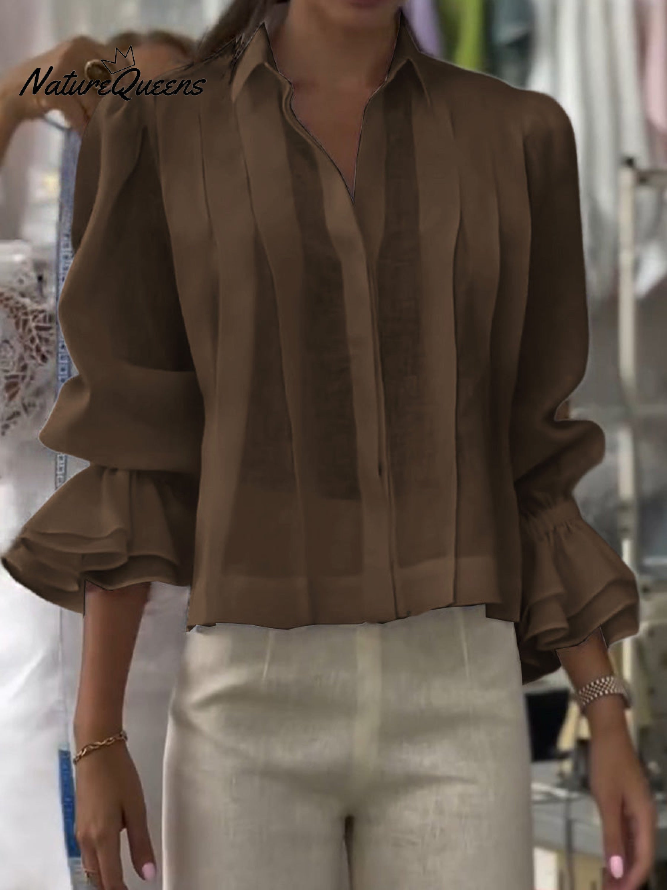 Women's Solid Color Lapel Long Sleeve Casual Loose Linen Cardigan Top