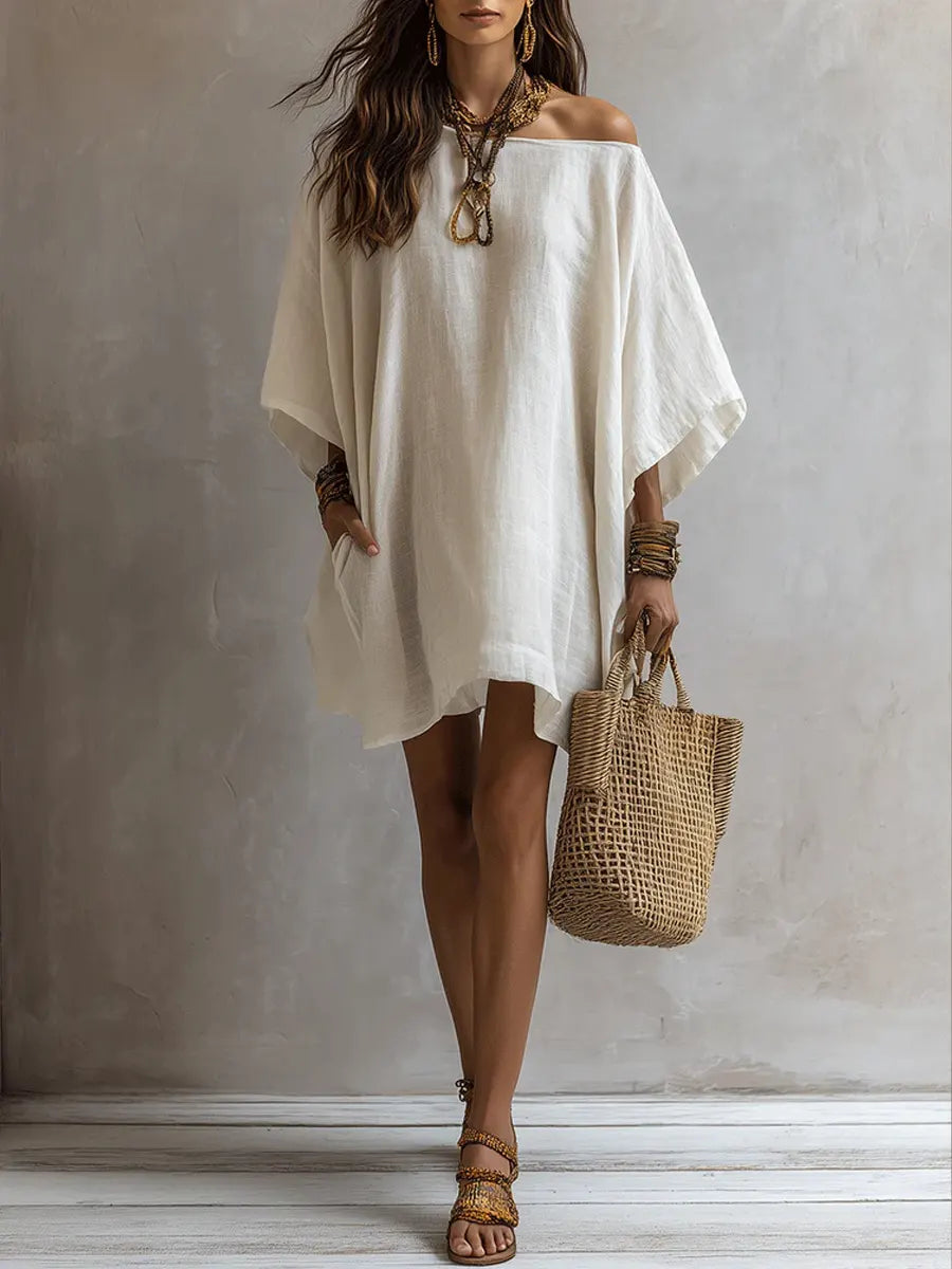 Women's Simple Retro Cotton And Linen Dress