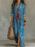 Women's Boat Stripes Pattern-printed Casual Long Dress