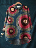 Women'sBOHO Art Print Casual Cotton And Linen Shirt