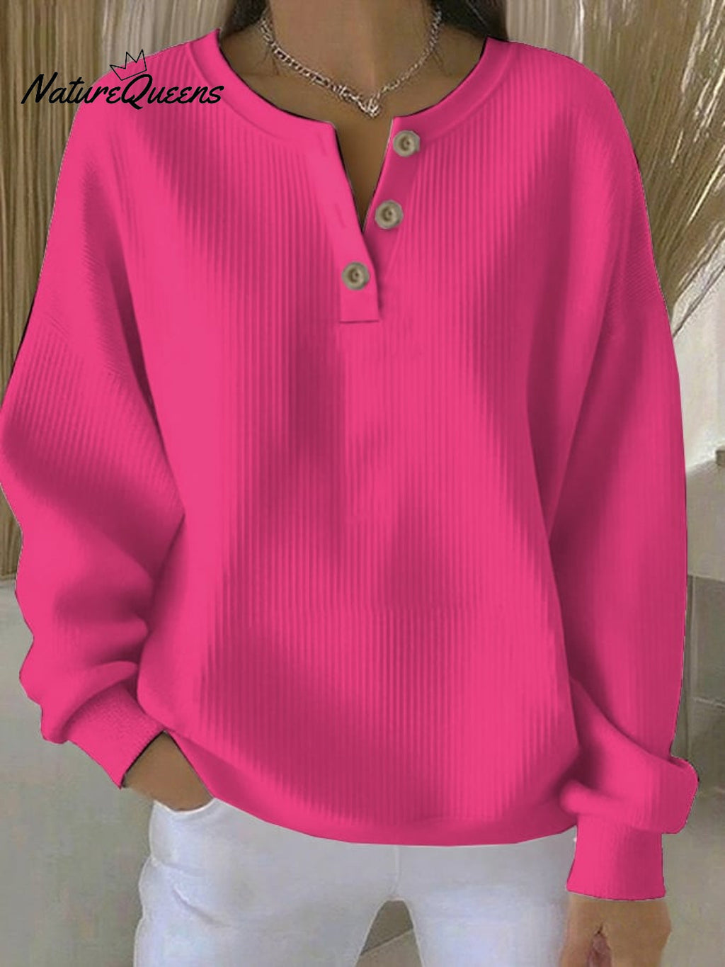 Women's Casual Button Long Sleeve Sweatshirt