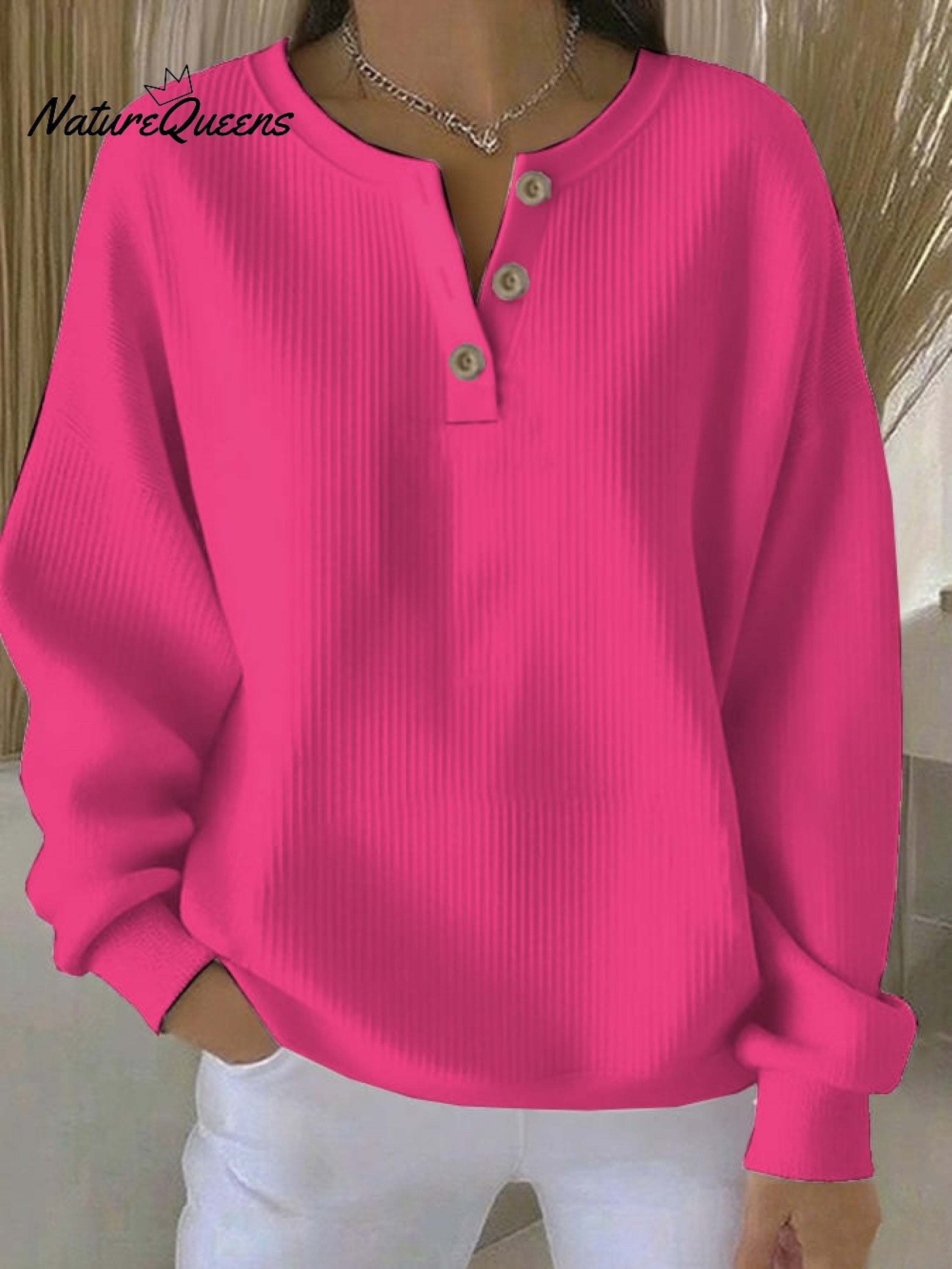 Women's Casual Button Long Sleeve Sweatshirt