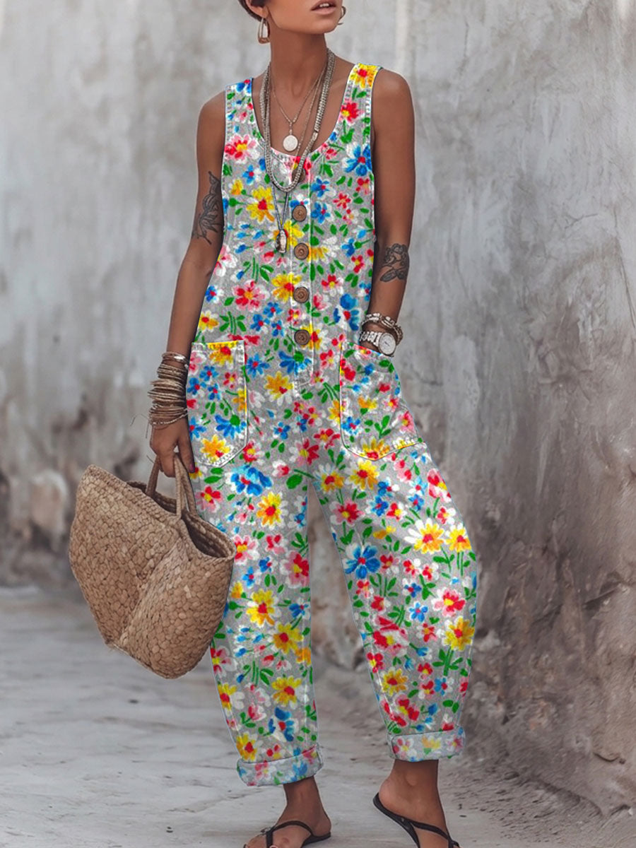 Women's Floral Print Casual Jumpsuit