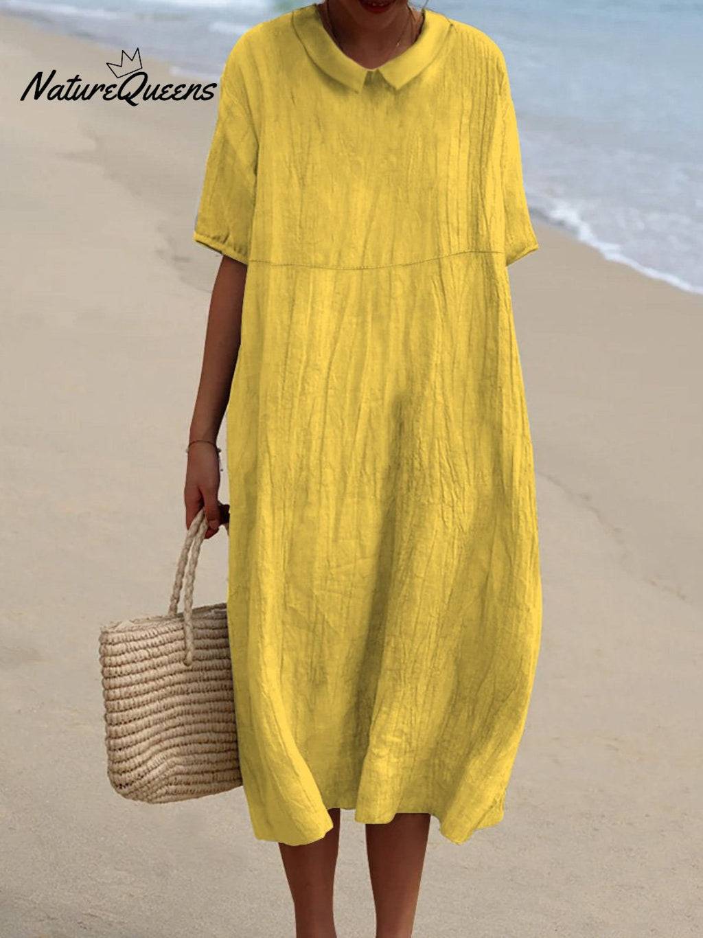 Women's Pocket Linen Dress（Convertible Dress With Front And Back Option）