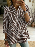 Artistic Abstract-line, Versatile, Cutout-paneled, Loose-fit Cotton Top