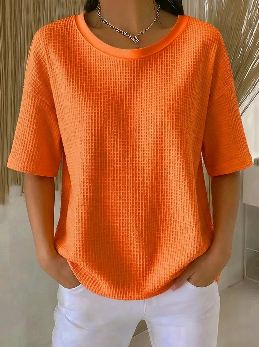Casual Waffle Henry Collar Sweatshirt