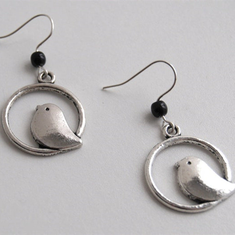 Boho Style vintage Gem Bird Pendant earrings