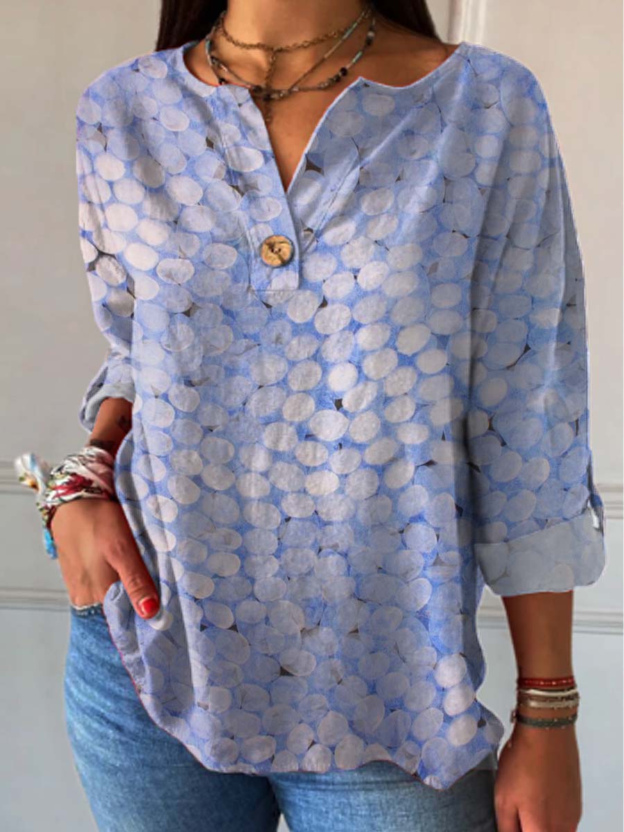 Women's Abstract Art Pattern Print Casual Cotton Linen Shirt