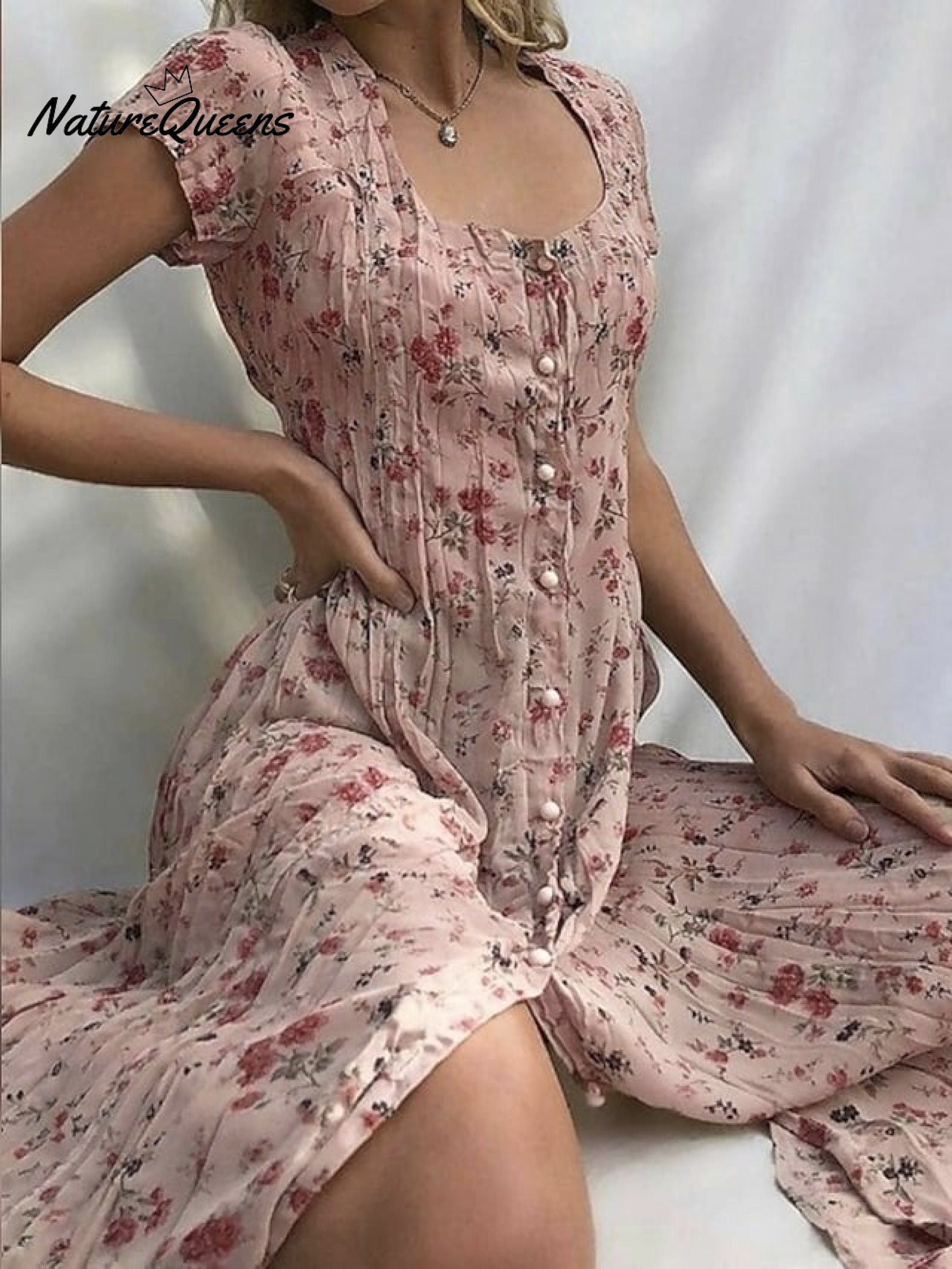 Women's Shift DressShort Sleeve Floral Button Front Print Summer