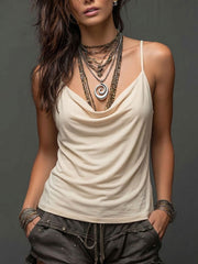Women's Strappy Draped-neck Vest