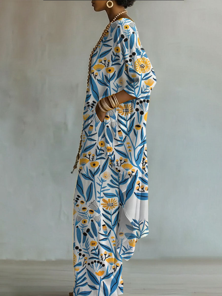 Elegant Artistic Floral Print Two-piece Set