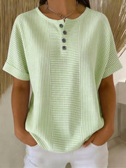 Artistic Cut Striped Cotton-linen Shirt Blouse