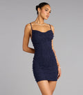 Vienna Rhinestone Pearl Mesh Mini Dress
