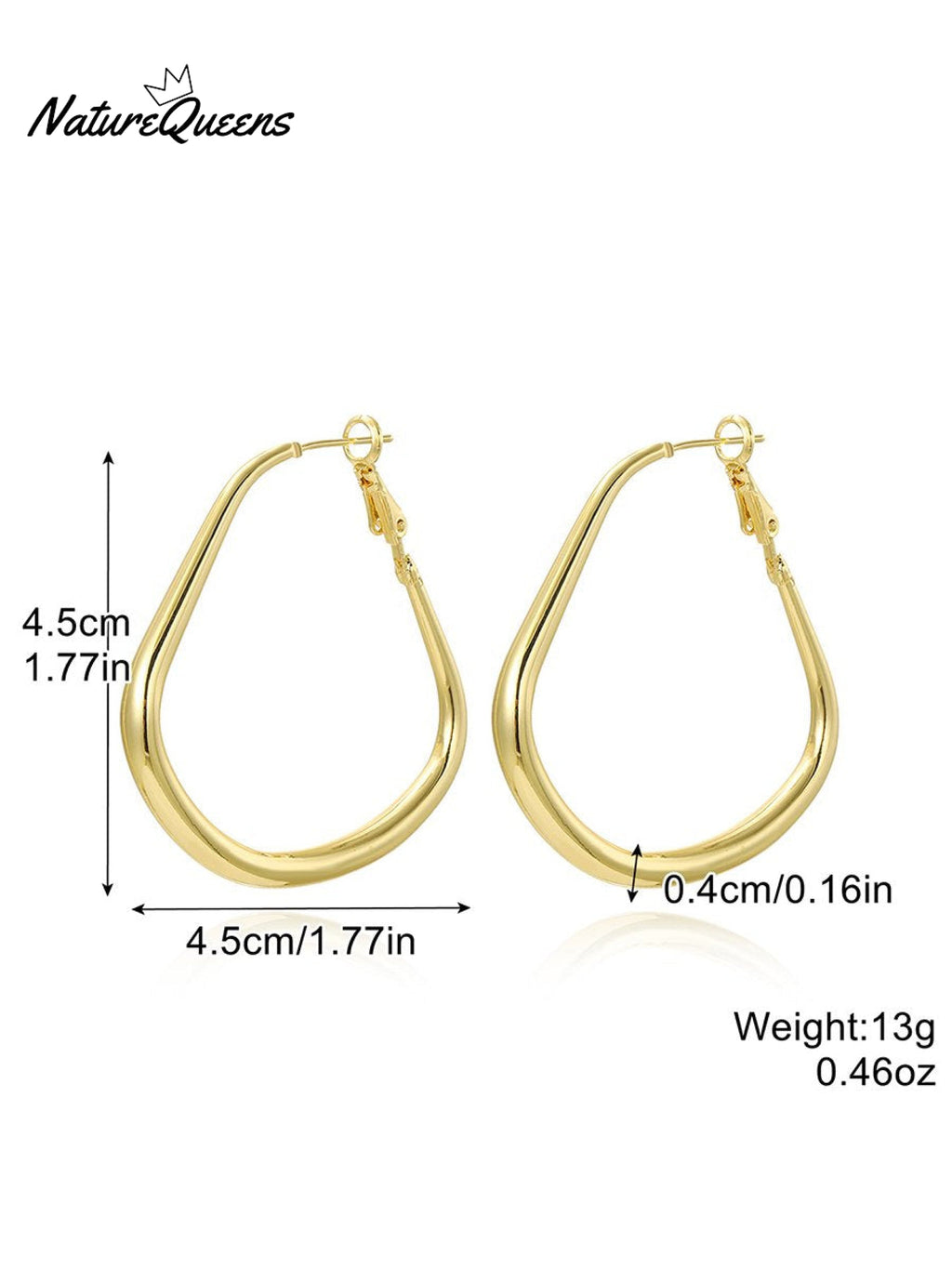Geometric Metal Shape Plain Hoop Earrings