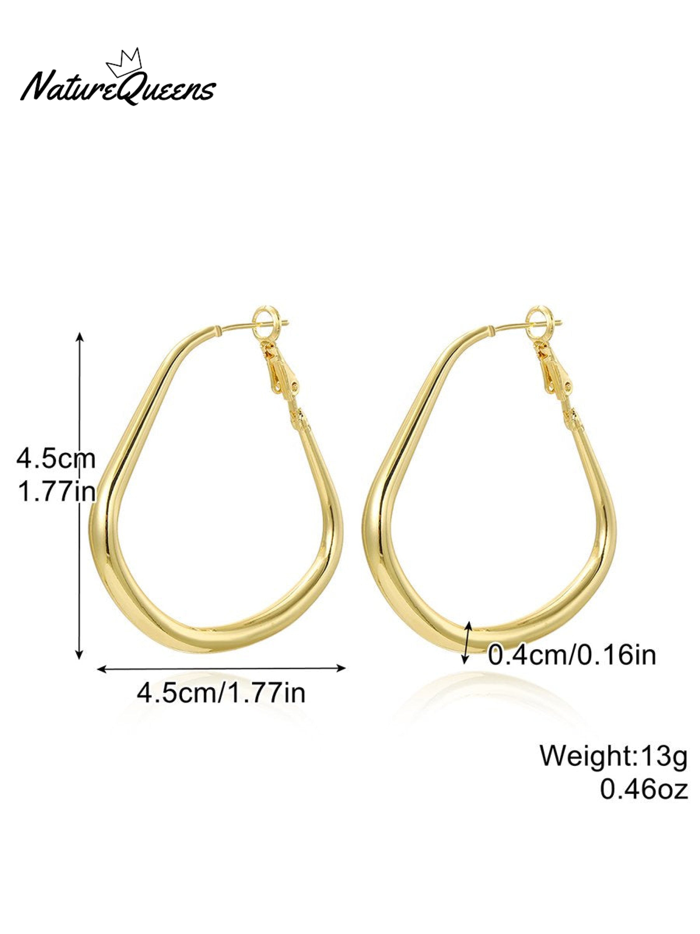 Geometric Metal Shape Plain Hoop Earrings