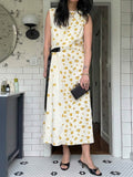 Women's Crew Neck Sleeveless Casual Loose-fit Cotton Color-block Dress